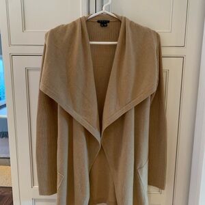 Theory 100% cashmere taupe color cardigan, size small